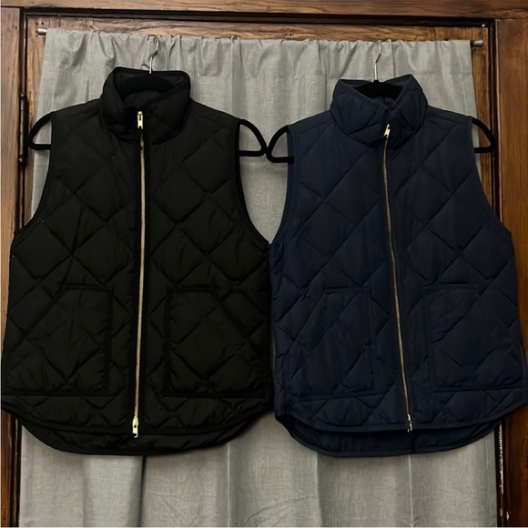 Bundle of 4 puffer vests black green navy blue white herringbone j crew - Picture 2 of 5